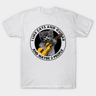 I Like Cats And Guitar And Maybe 3 People T-Shirt